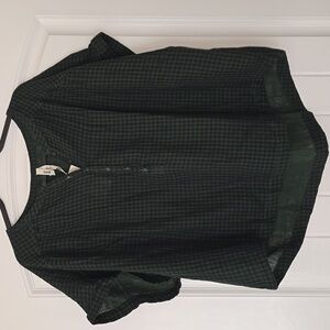 NWT Pact 100% Organic Cotton Coastal Gauze Green Gingham Shirt